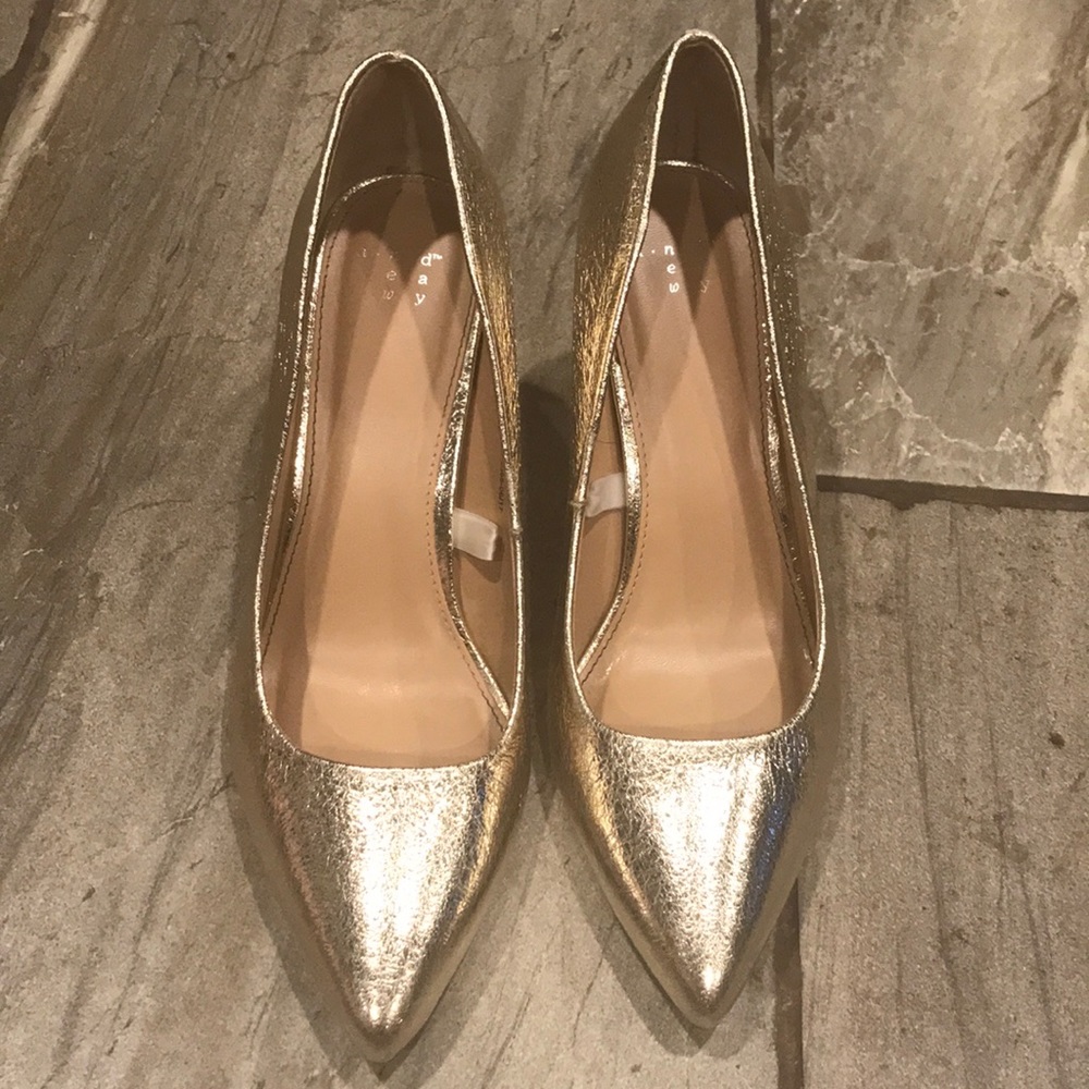 Metallic gold heels